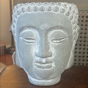 Cement Buddha Head Planter with Scratch Prevention Felt Stickers on the Bottom
